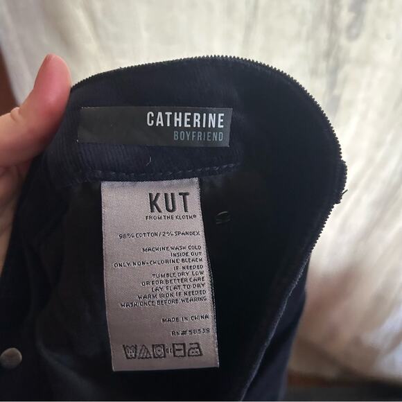 Kut from the Kloth Catherine Boyfriend Corduroy Pants Navy Blue NWT Size 8P - Picture 7 of 7
